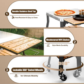 BBQMall pizza oven stand trash bag holder keeps cleanup tidy.