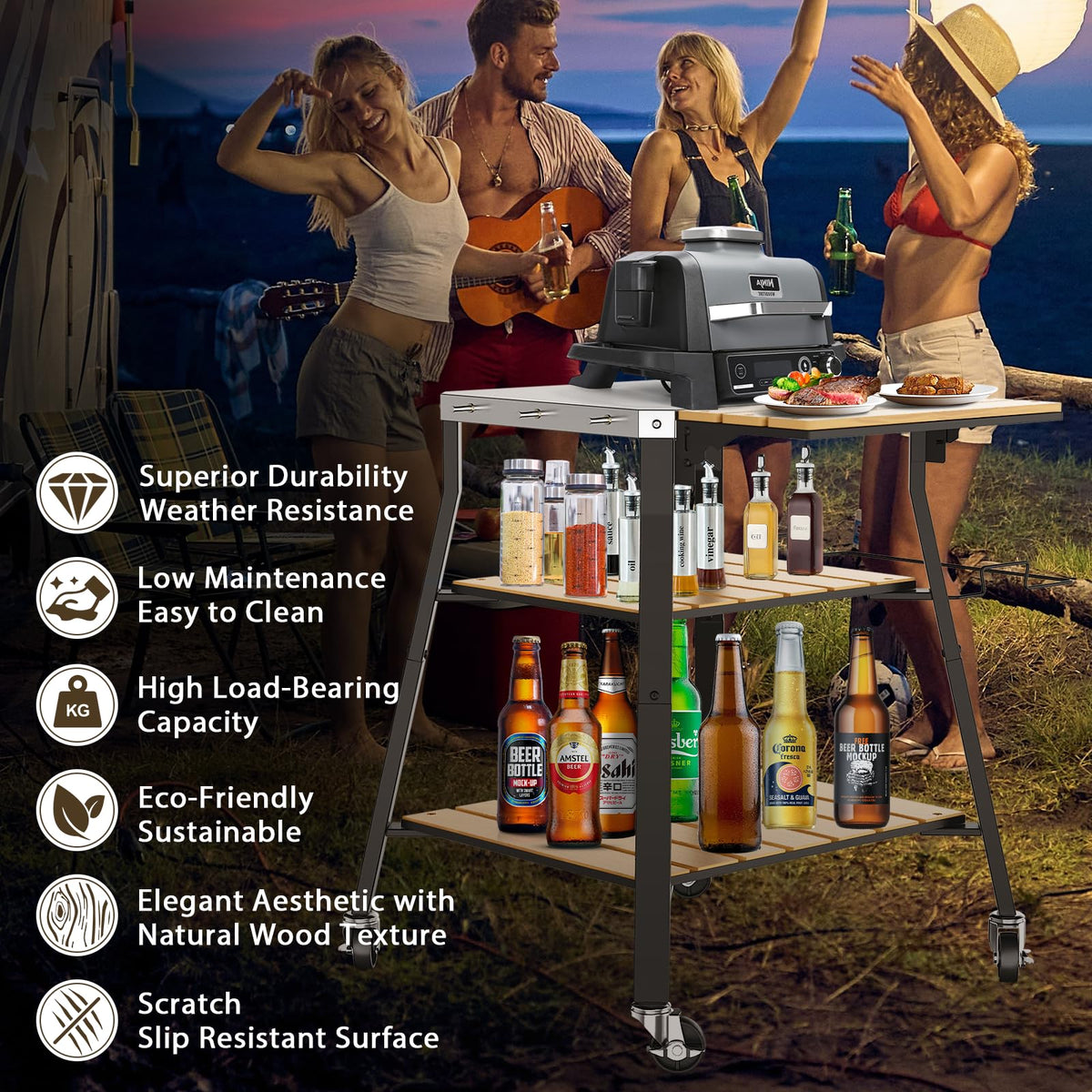 BBQMall stainless steel top cleans easily for repeated use.