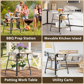 BBQMall wood-plastic shelves blend style with outdoor durability.
