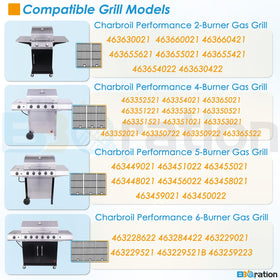 BBQration 17 inch large grate for Charbroil Performance 2-Burner provides steady heat across a wide zone.
