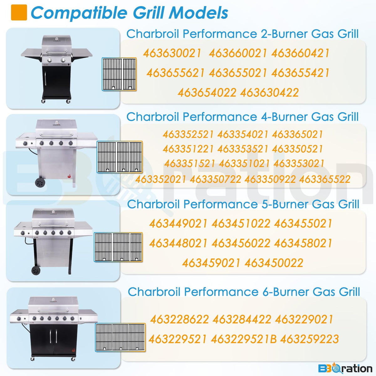 BBQration 17-inch large grate for Char-Broil Performance expands cooking area