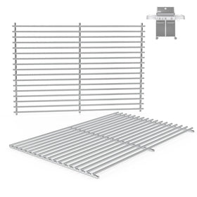 BBQration 2-pack 7mm stainless steel grill grates for Weber Genesis 300 series.