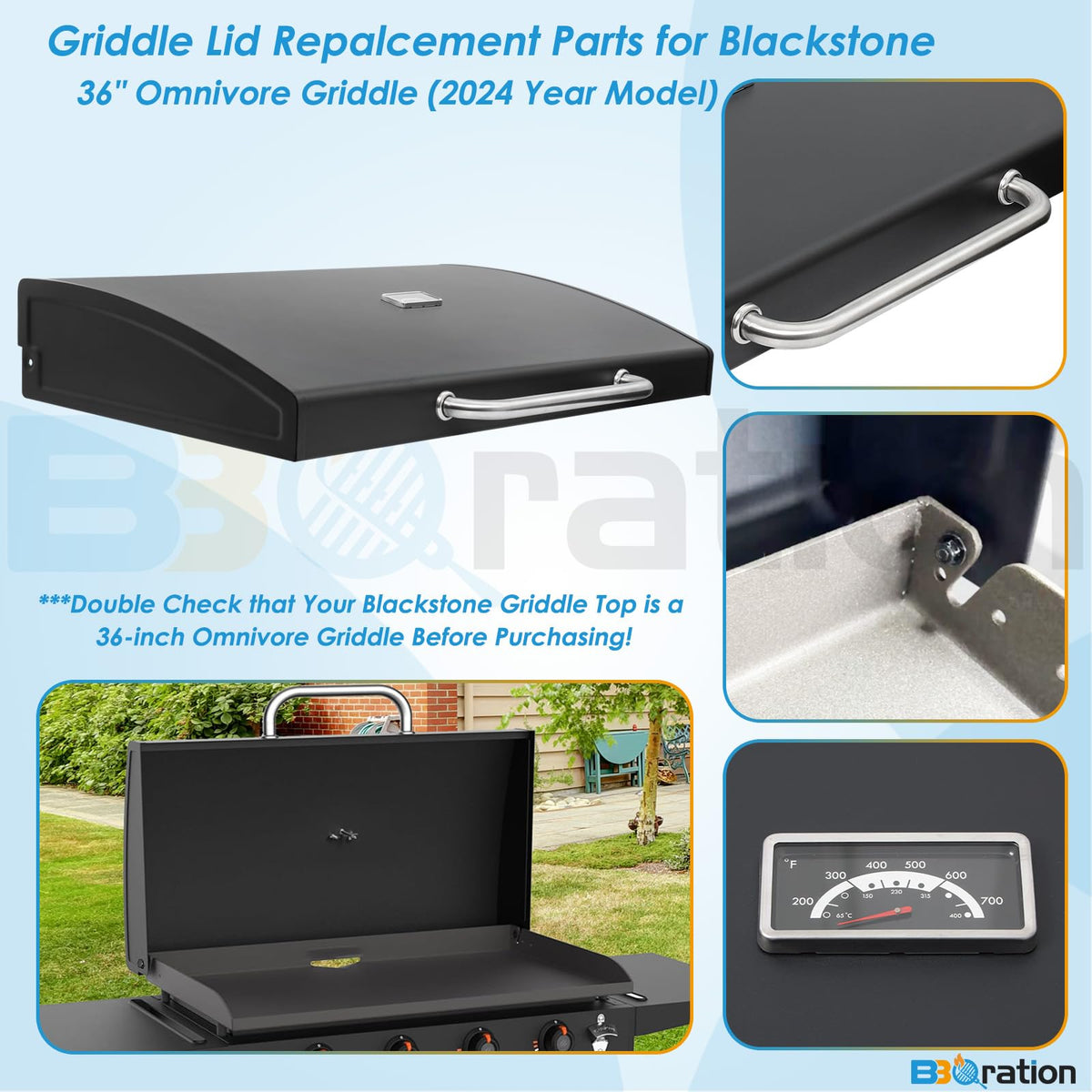 Included mounting parts for quick and secure lid installation.
