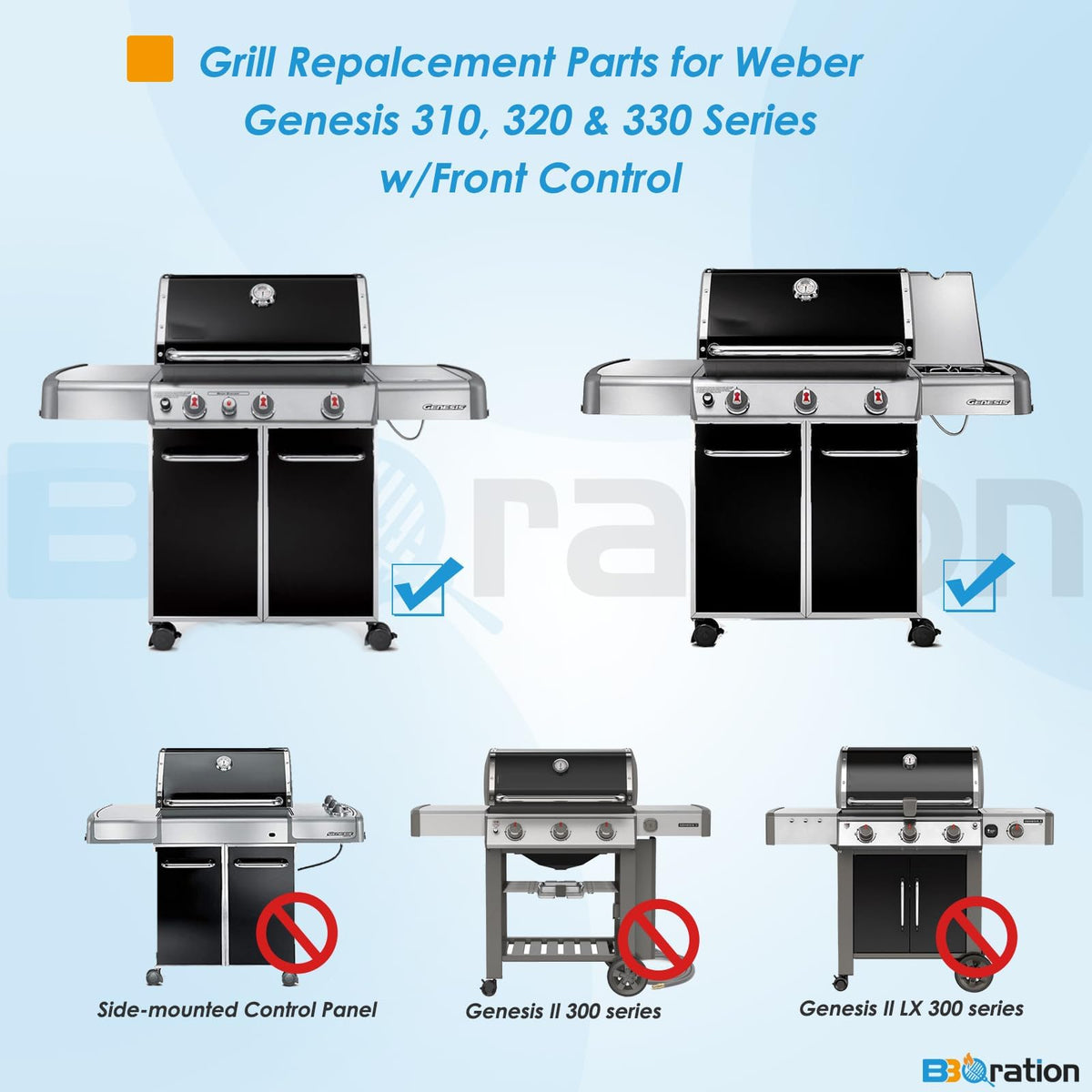 BBQration 62756 Heat Deflector for Genesis 300 protects burners.
