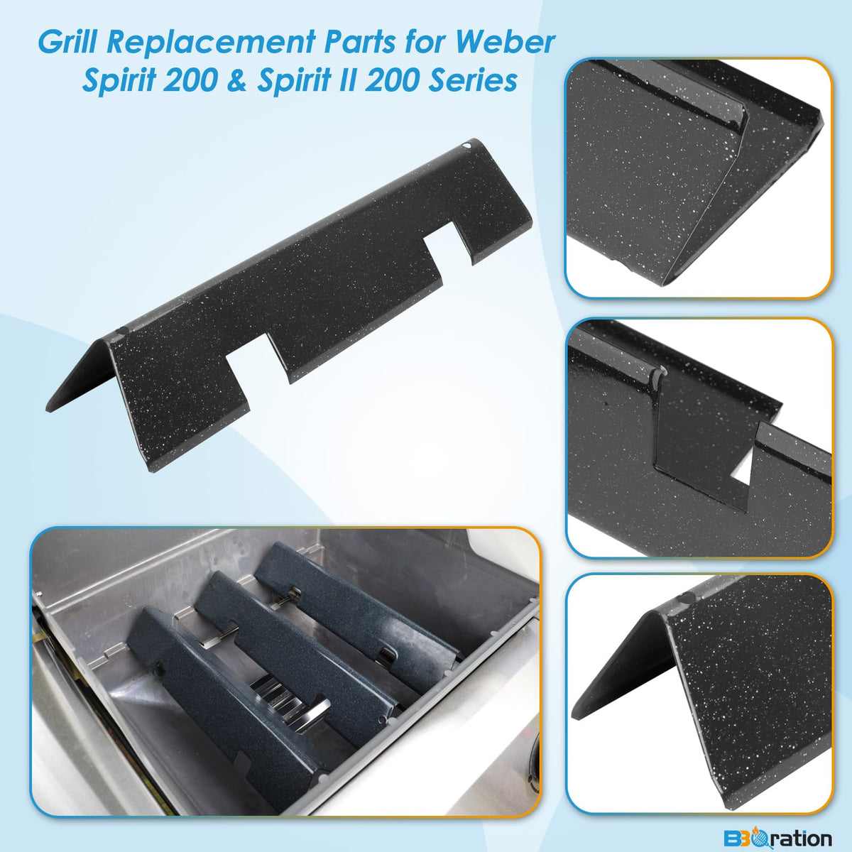 BBQration 7635 flavorizer bars—16GA solid steel for robust heat management.
