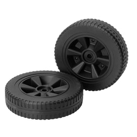 BBQration 8-inch grill wheels, front view, durable plastic design for Char-Broil compatibility.