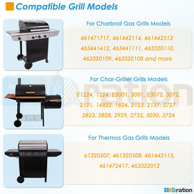 BBQration 8-inch grill wheels, side view, easy replacement for Char-Griller setups.