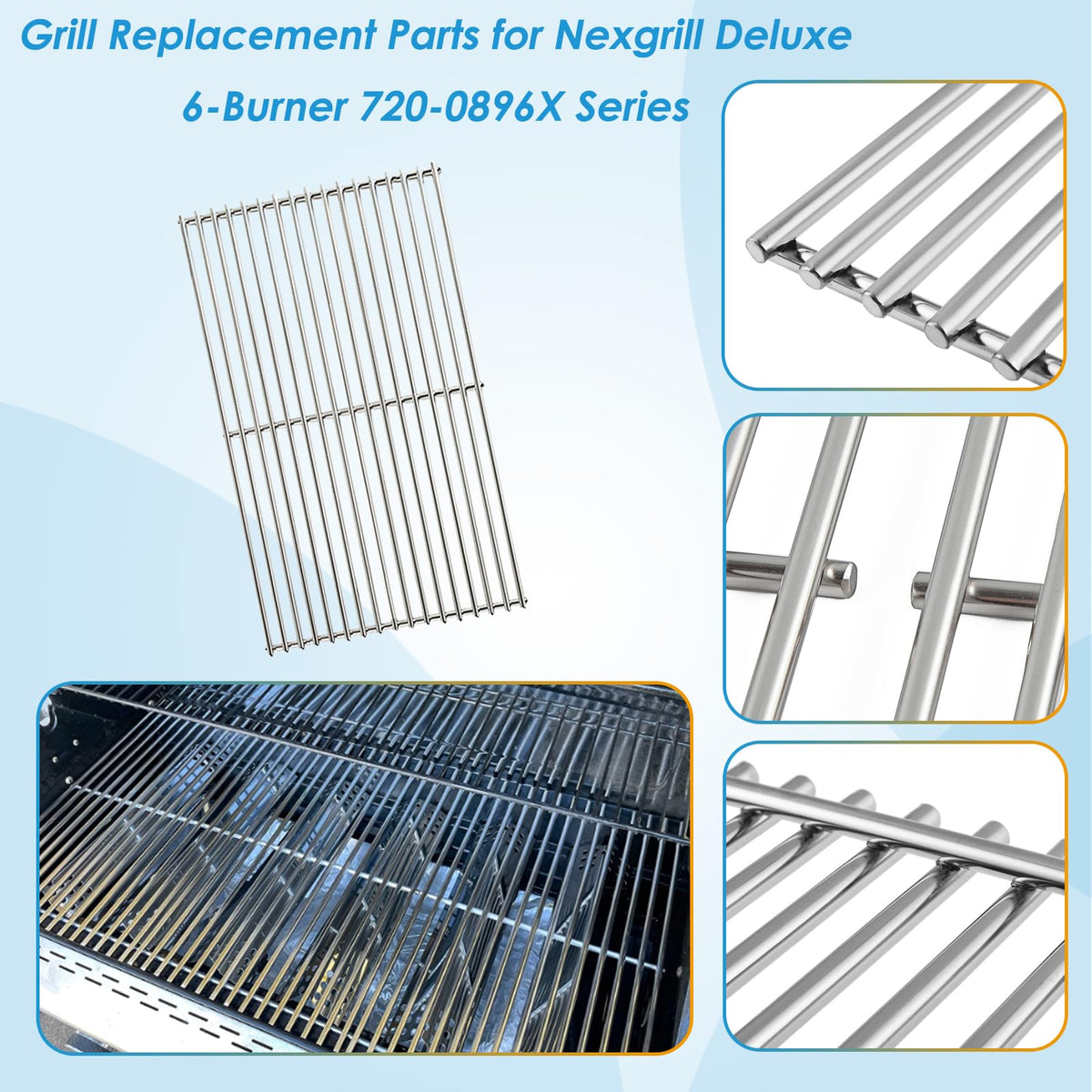 BBQration Nexgrill 6-pack burners for steady flame and quick replacement