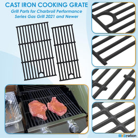 BBQration cast iron grate compatible with Charbroil G426-0004-W1 replacement part for durable grilling.