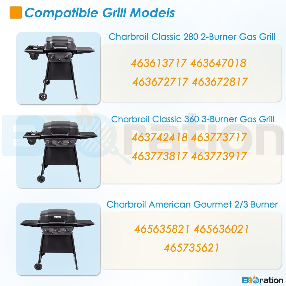 BBQration burner for Charbroil Classic, restores reliable flame