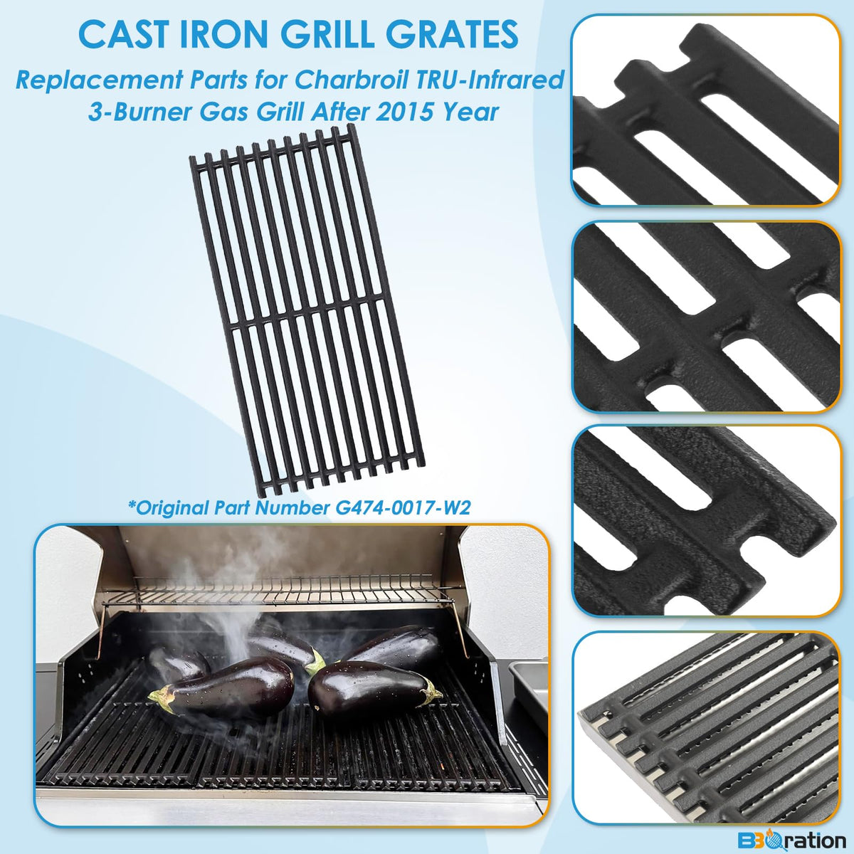 BBQration Charbroil TRU Infrared 3-Burner parts photo helps you verify compatibility.