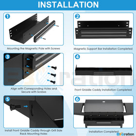 Easy no-drill installation with included mounting brackets for BBQration shelf