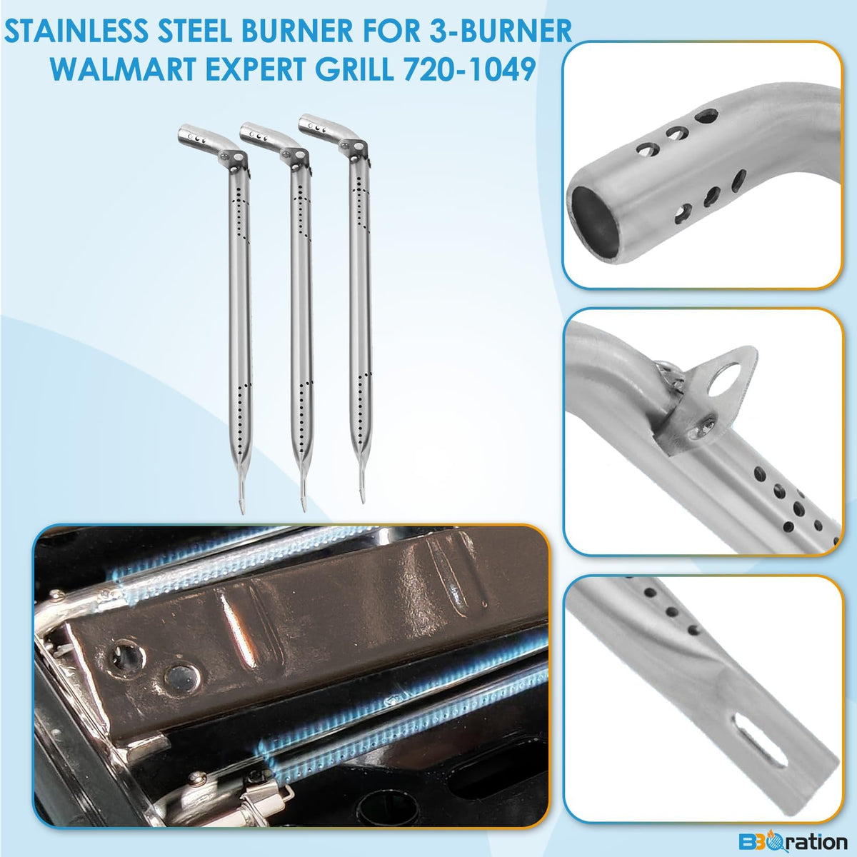 BBQration fits Walmart Expert Grill 720-1049 3-burner model for dependable replacement parts