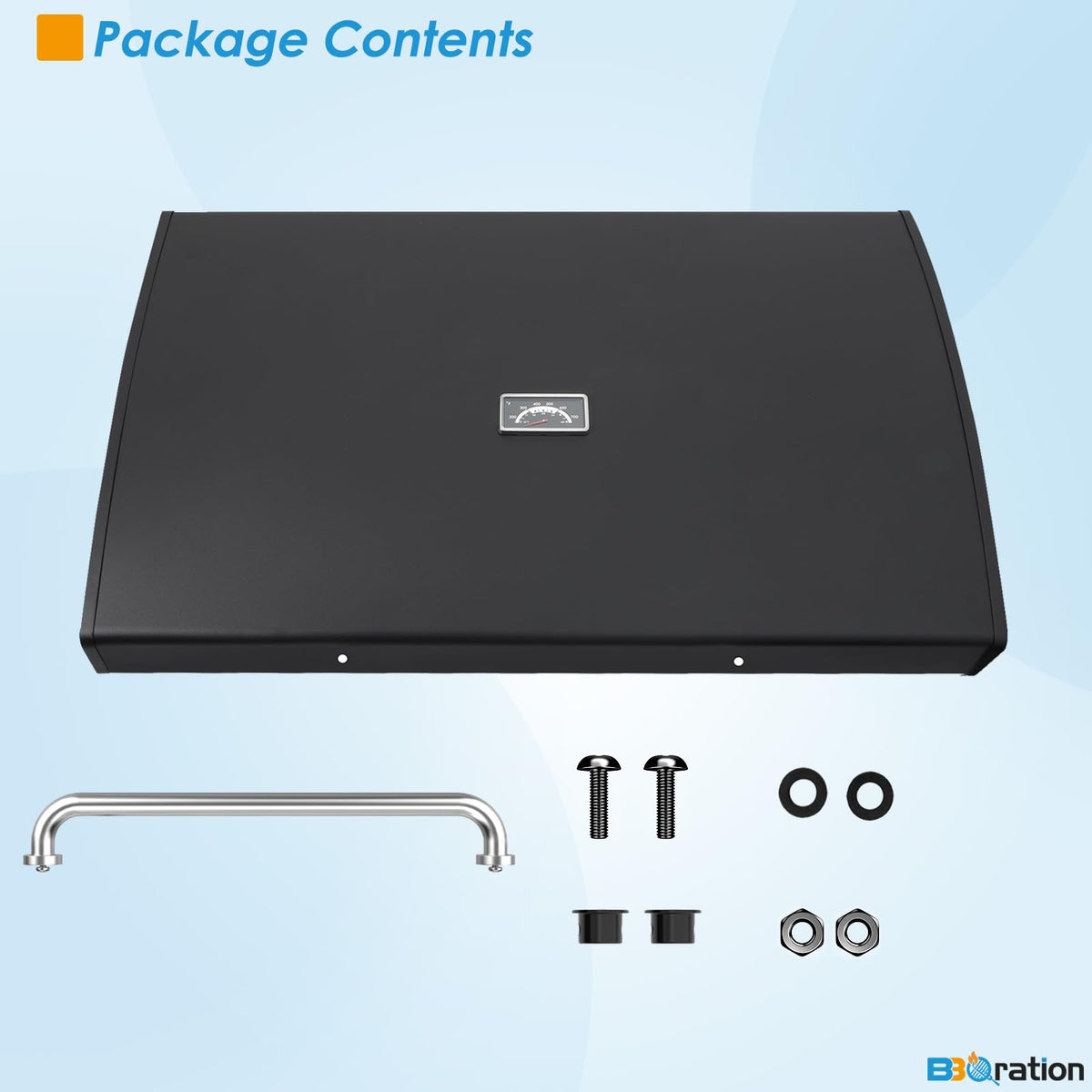Front-opening design keeps hands free during grilling tasks.