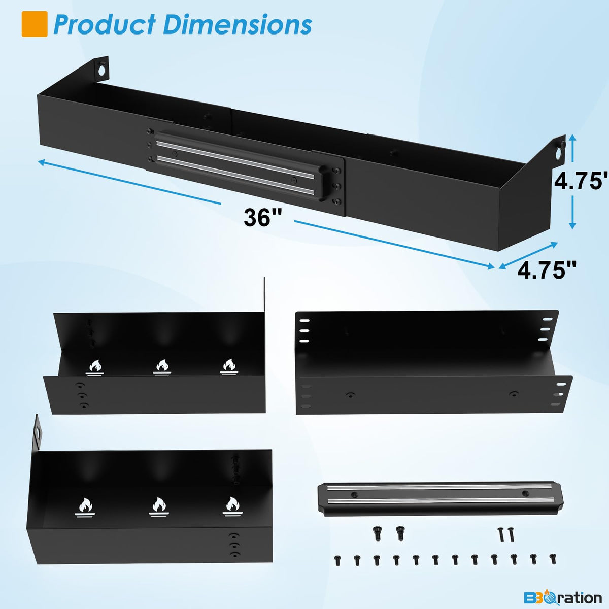 Front shelf boosts kitchen organization and reduces clutter on grill
