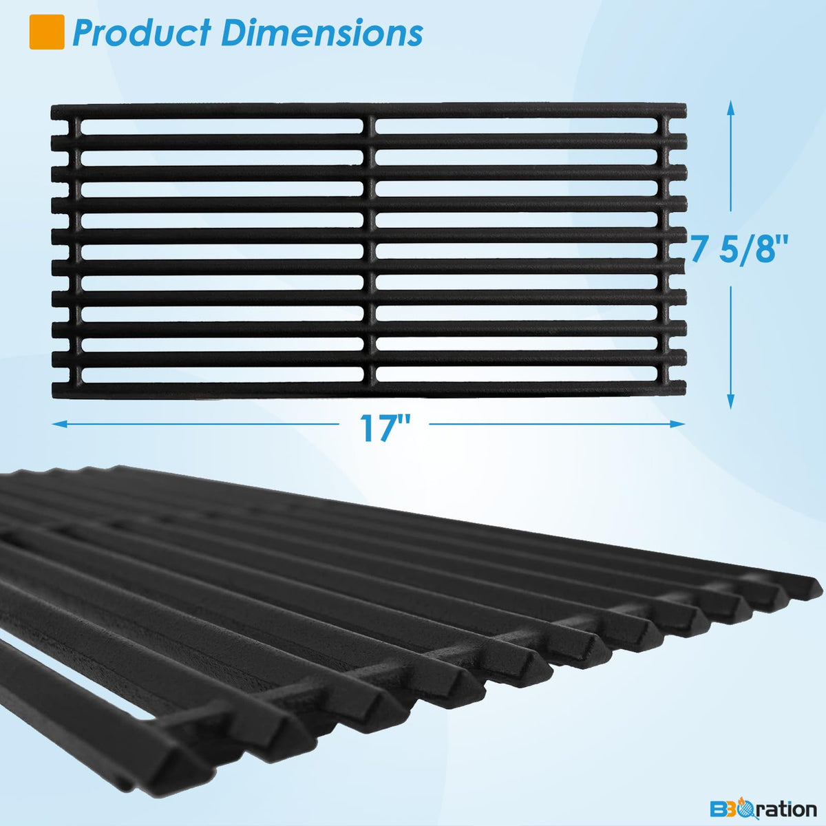 BBQration G474-0017-W2 dimensions 17 by 22 7/8 inches for full grill coverage