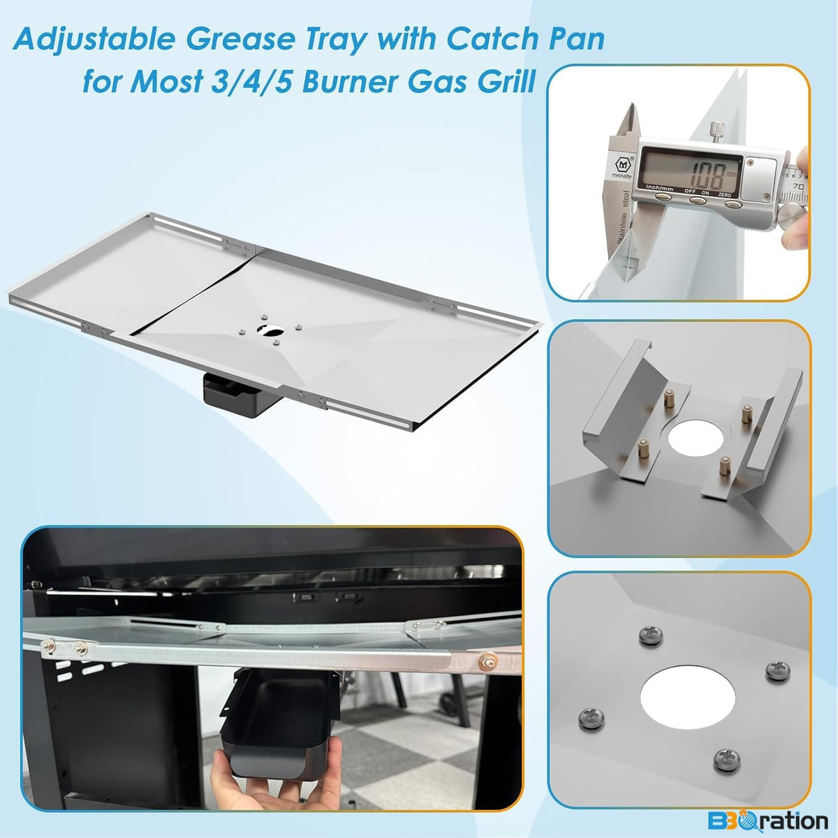 BBQration grease tray with catch pan for Charbroil Performance minimizes mess during grilling