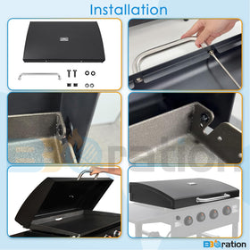 BBQration griddle hood adds heat retention for faster cooking.