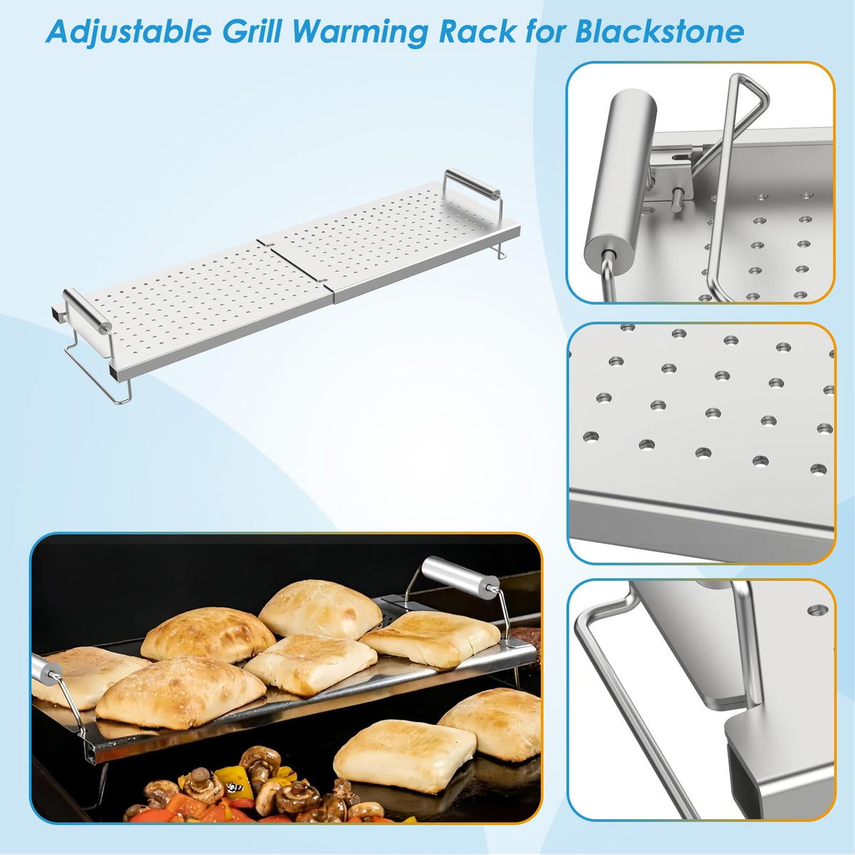 BBQration adjustable 15-25 inch rack fits versatile griddles.