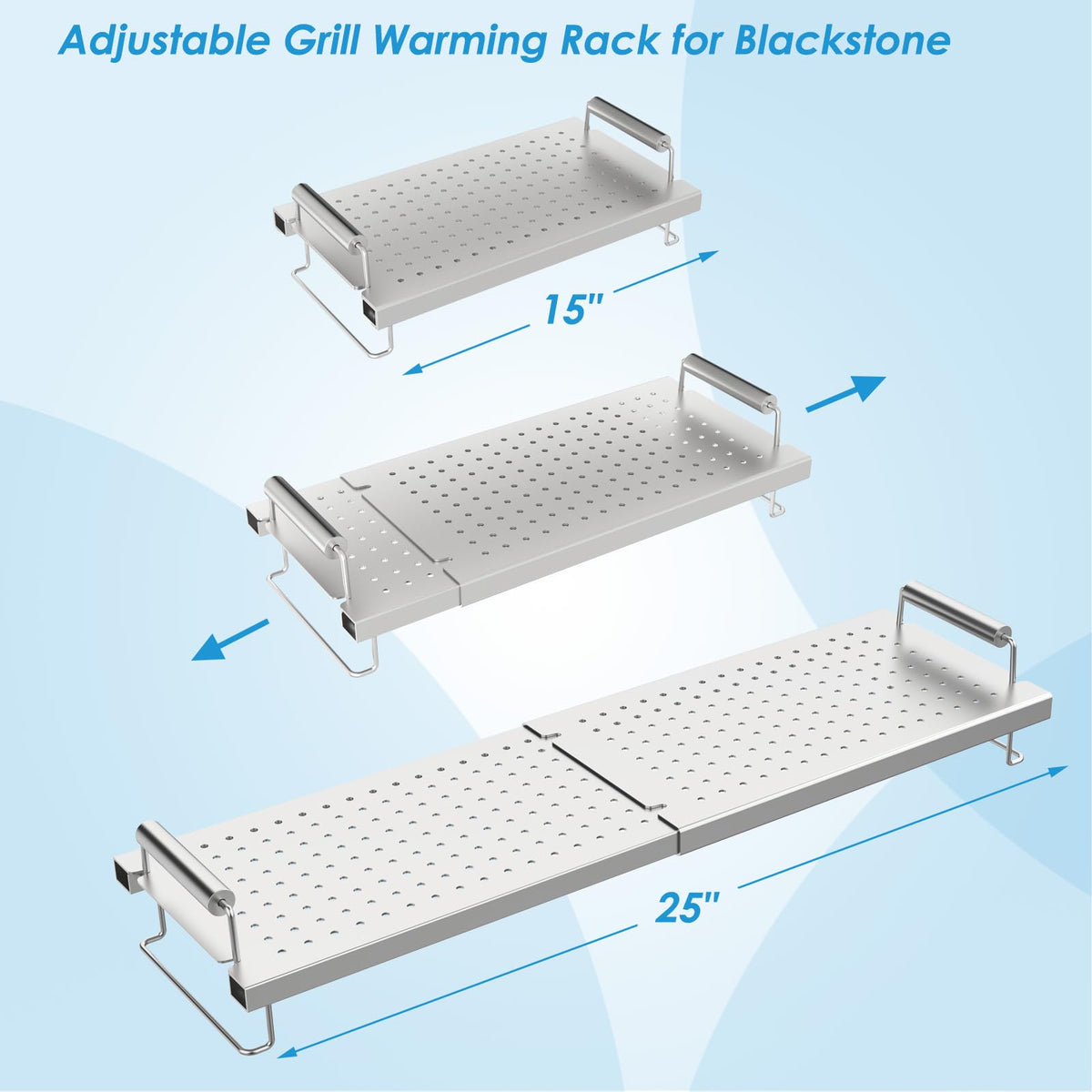 BBQration easy-install warming rack keeps food above flame.