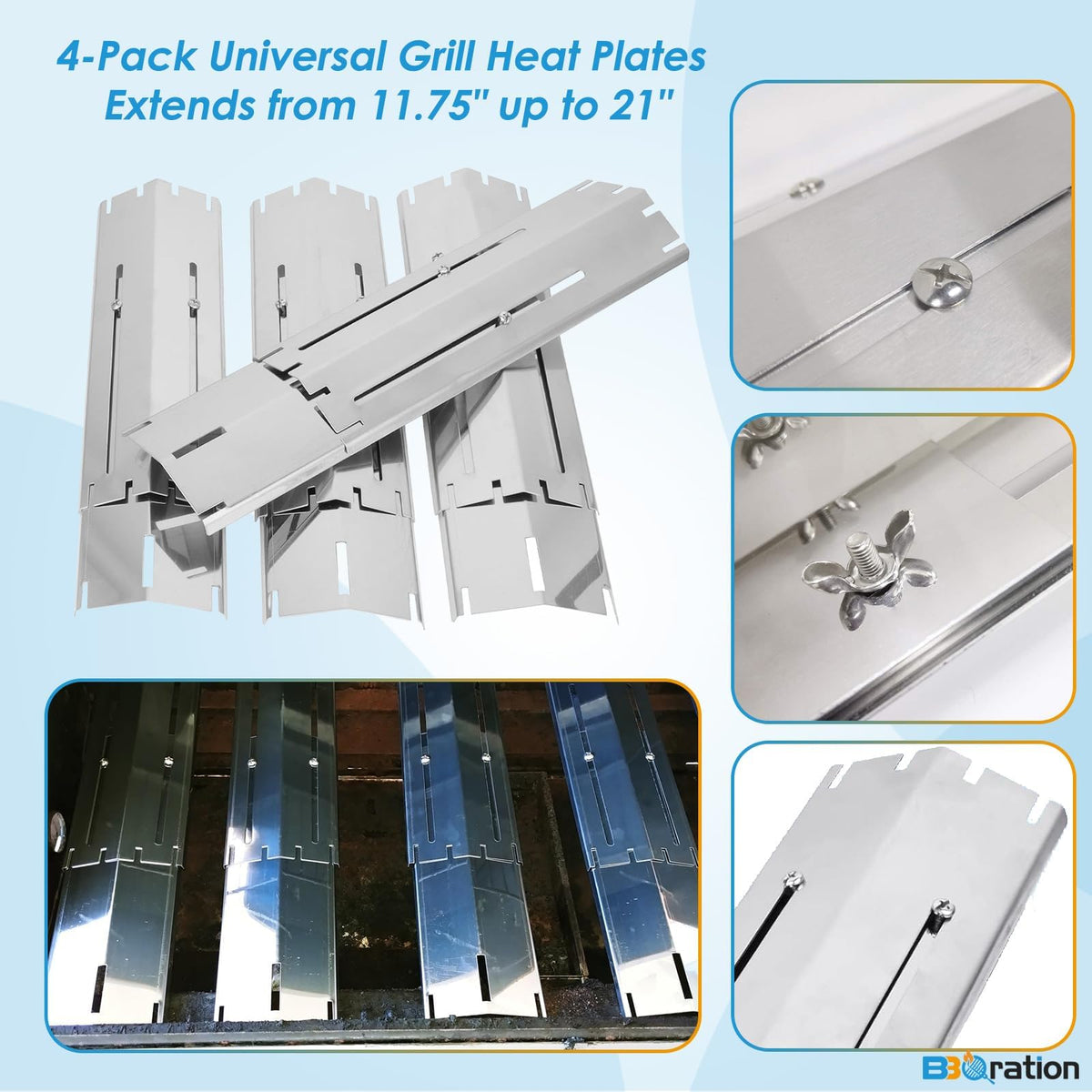 BBQration universal heat shield fits Charbroil, Nexgrill, Brinkmann and more grills.