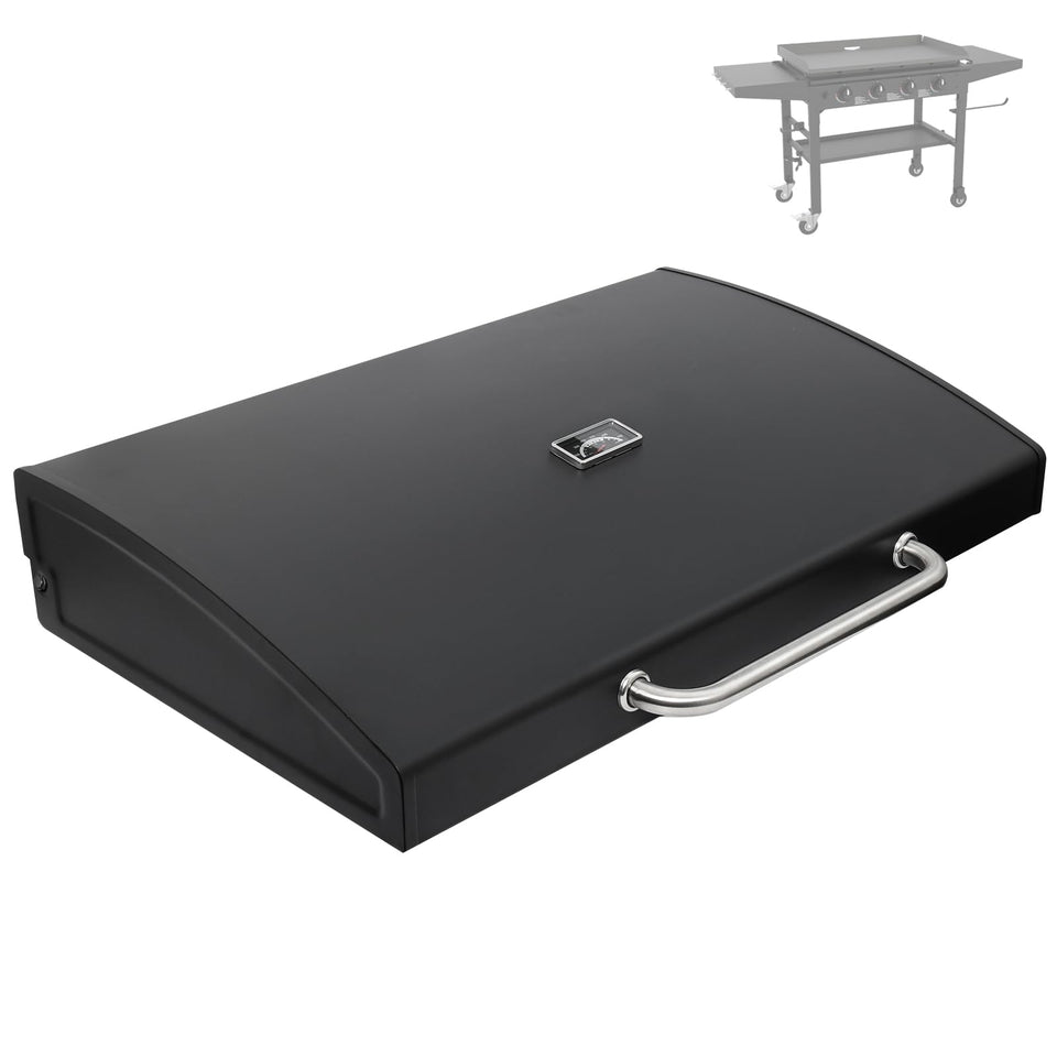 BBQration hinged lid on Blackstone 36 Omnivore enables hands-free operation.
