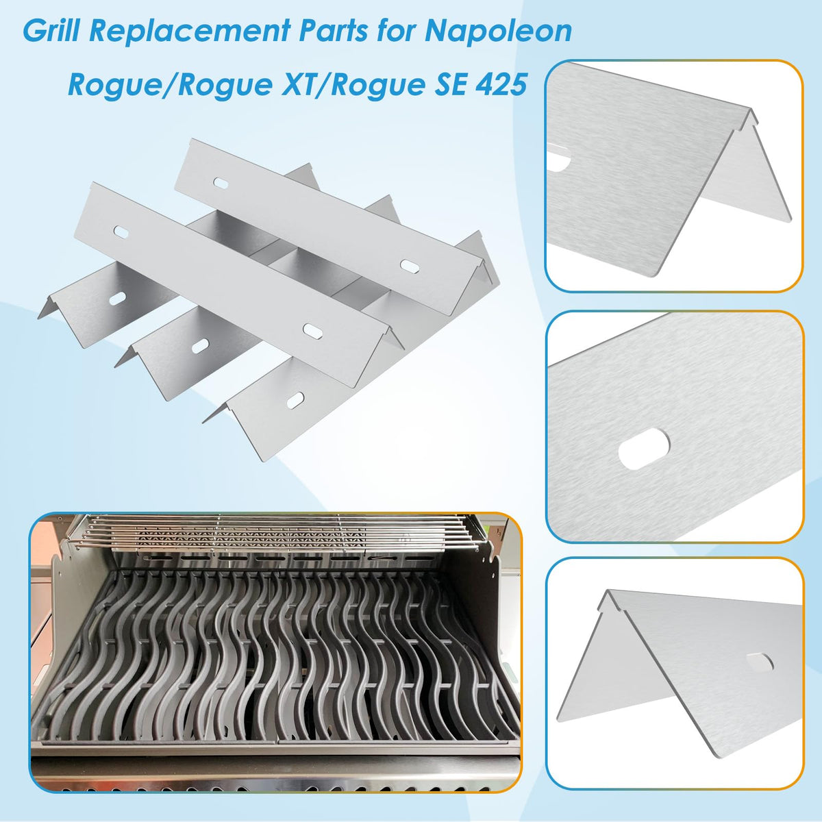 BBQration Napoleon Rogue XT heat plate 5-pack for even cooking on high heat