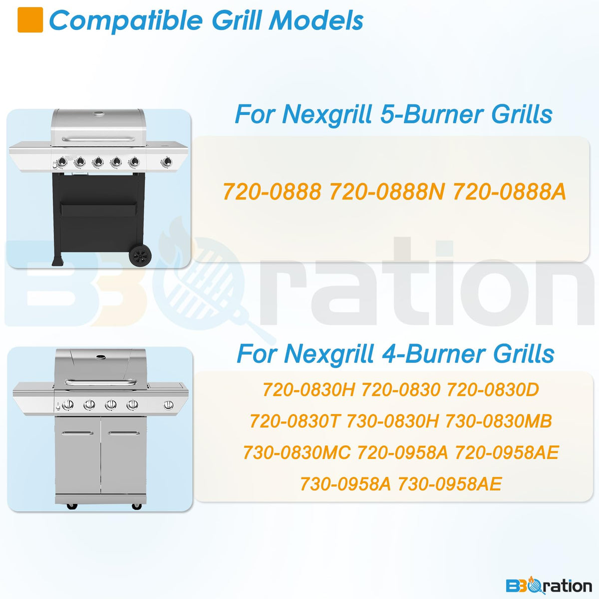 BBQration Nexgrill replacement burners deliver consistent heat across cooking zones.