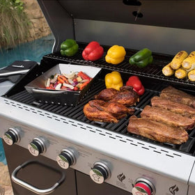 BBQration Nexgrill Deluxe 6-burner in-use setup during cooking