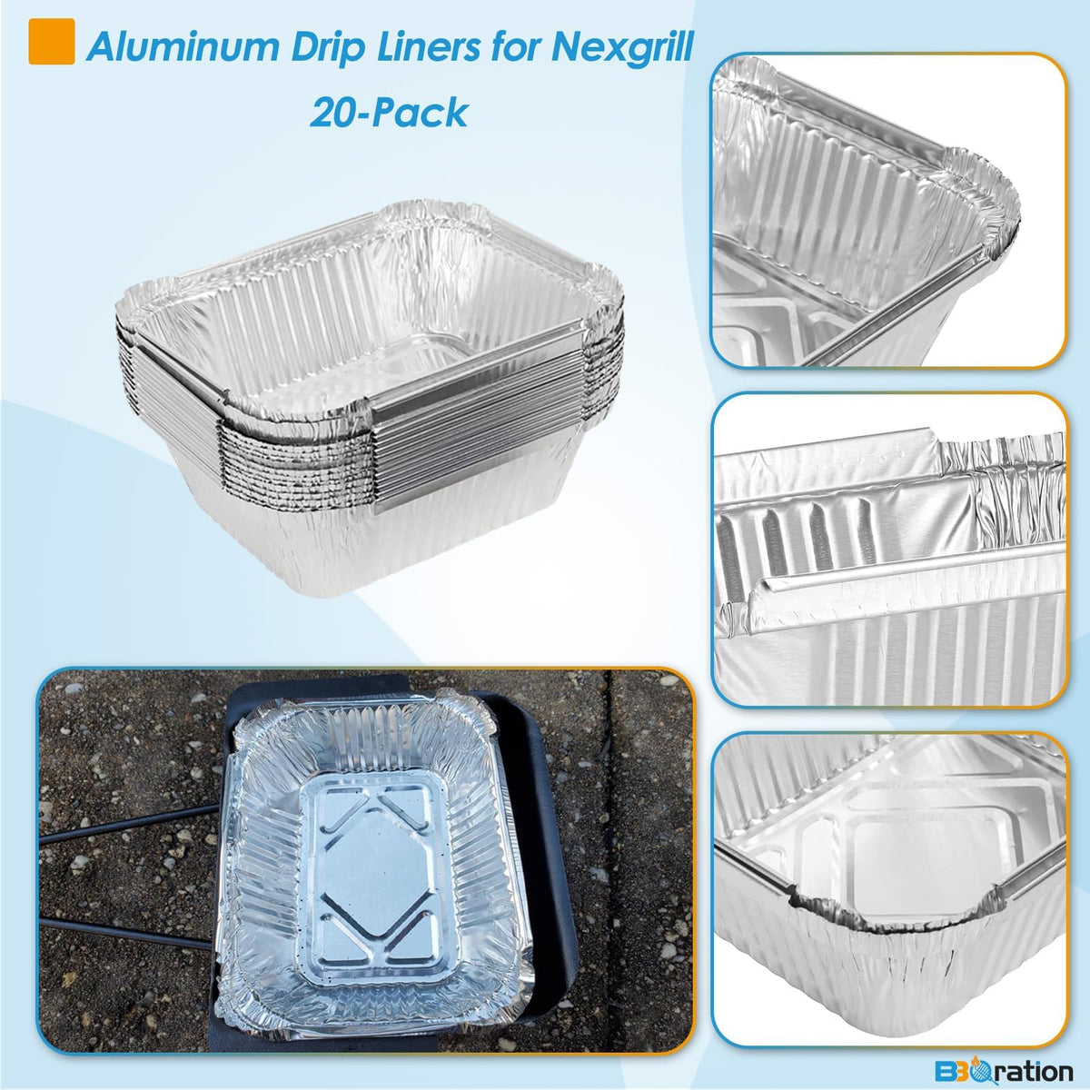 BBQration disposable grease pan simplifies post-grill cleanup