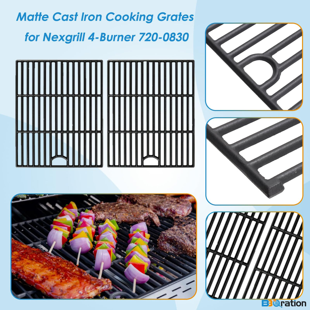 BBQration Nexgrill heat plates evenly distribute heat while protecting grill internals.