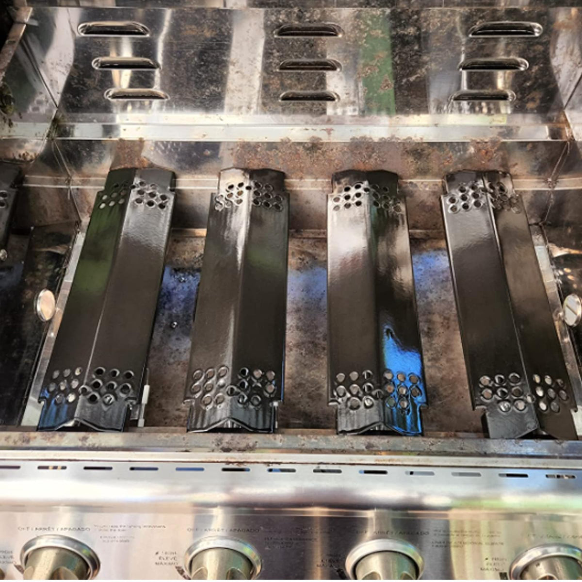 BBQration heat plate size 14 9/16 by 4 3/16 inches.