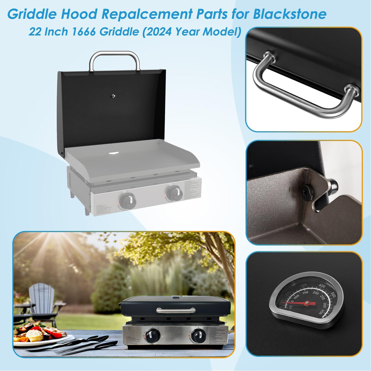BBQration thermometer-equipped lid demonstrates built-in heat control for precision cooking.