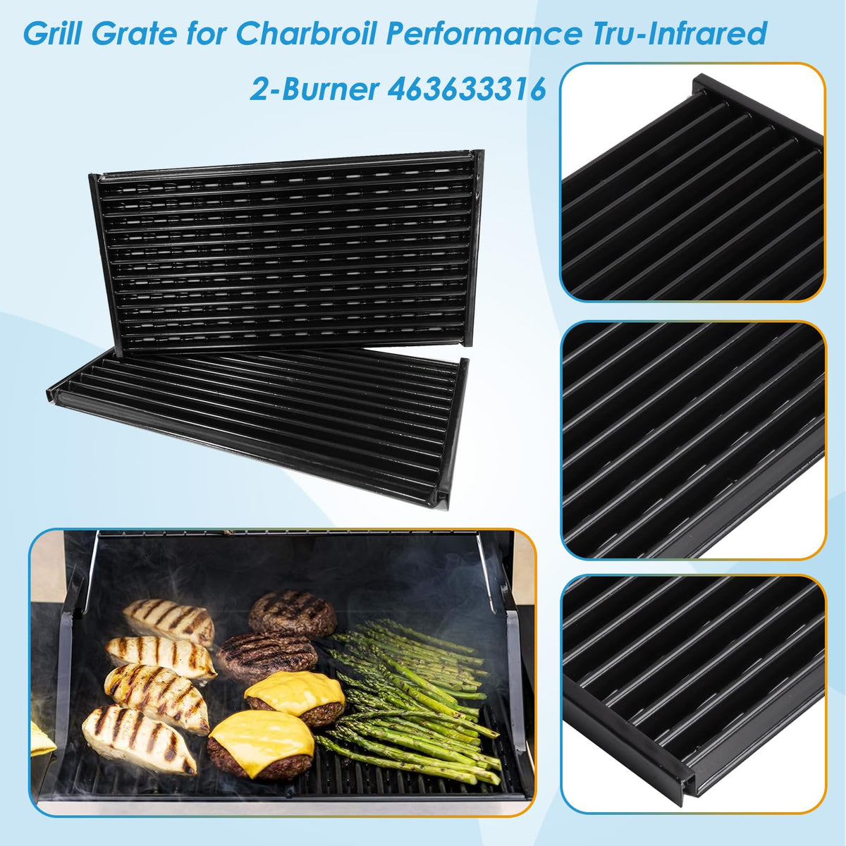 BBQration Tru-Infrared 300 two-burner grate for consistent searing