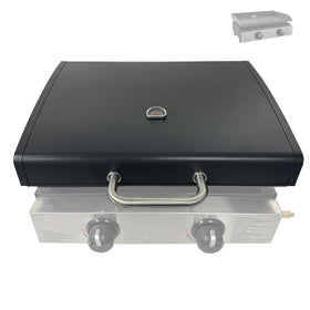 BBQration upgraded hinged lid on a 22-inch Blackstone 1666, front view highlighting fit and style.