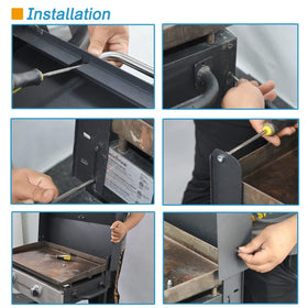 BBQration hinged lid front view shows front-opening design for hands-free grilling