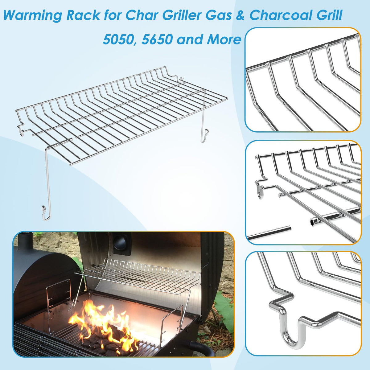 BBQration warming rack Char Griller 3001 fit for extended warmth.
