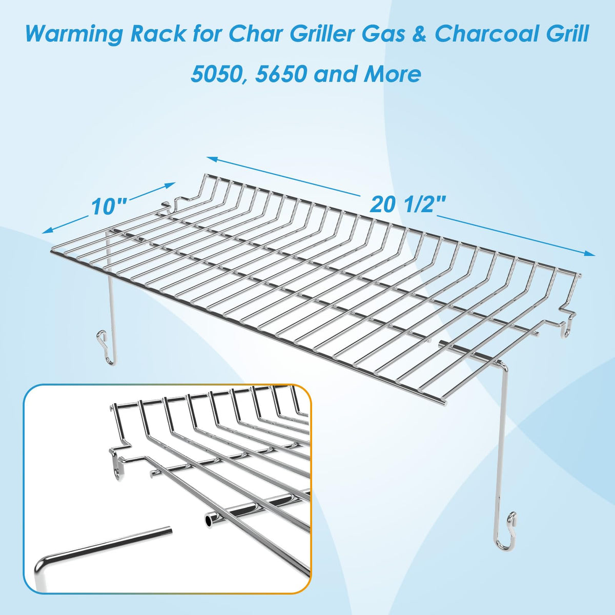 BBQration warming rack Char Griller 5072 fit supports versatile grilling.