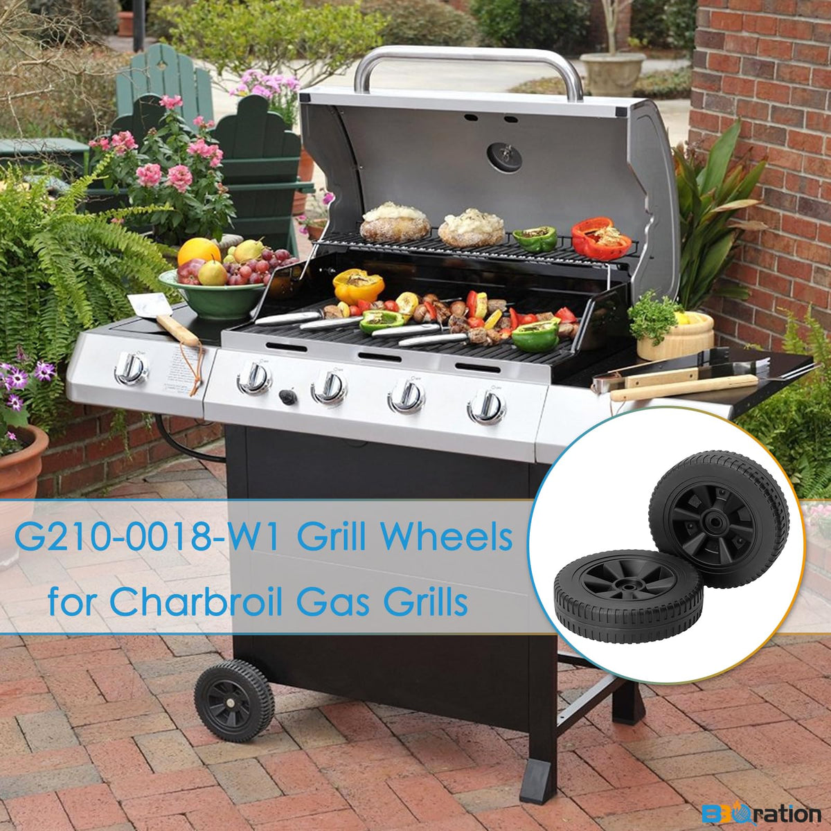 BBQration wheel pack contents, replacement parts for quick setup.