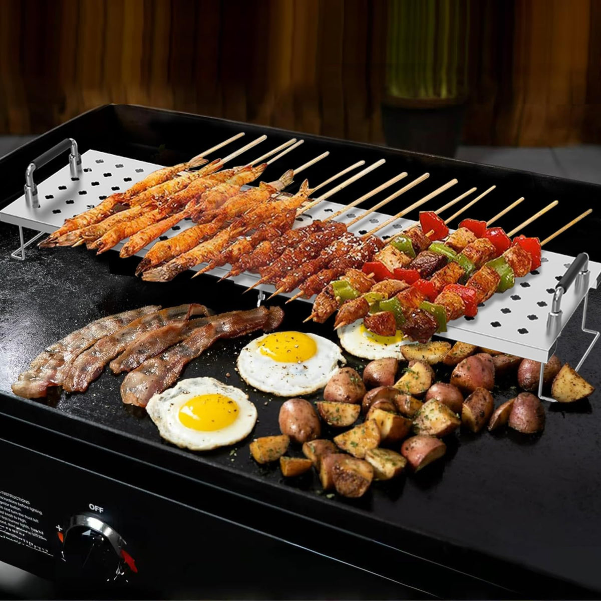 BBQtopia warming rack fits Weber Nexgrill and other flat top griddles