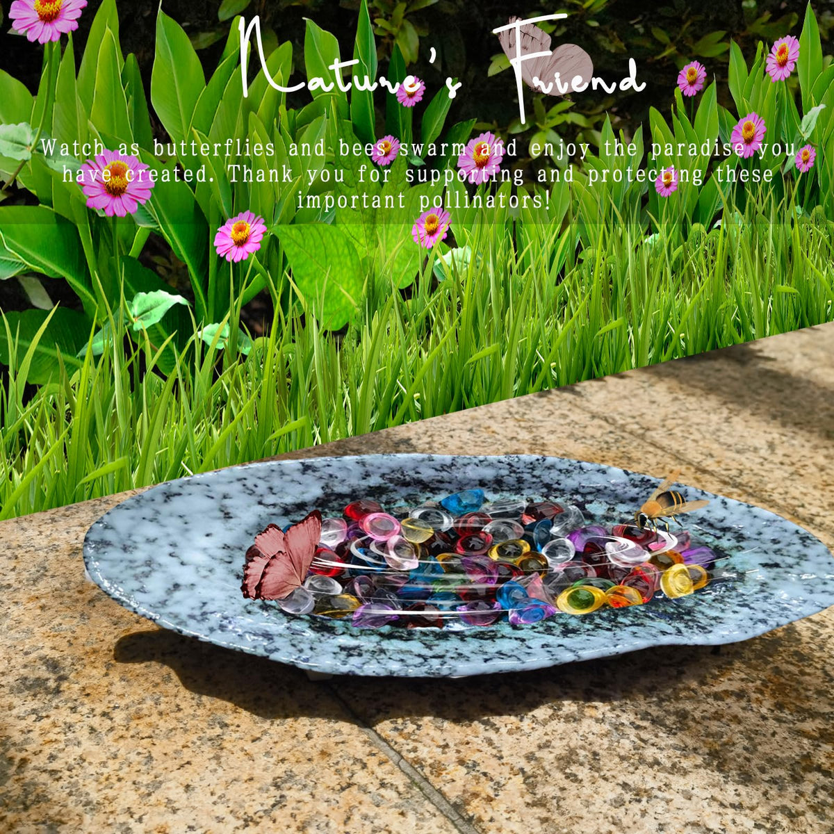 BBRGIRL Butterfly Feeder puddler station showcases beads and minerals for pollinators