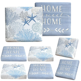 BBSET 8-pcs cushion covers in blue sea pattern for patio seating with easy refresh