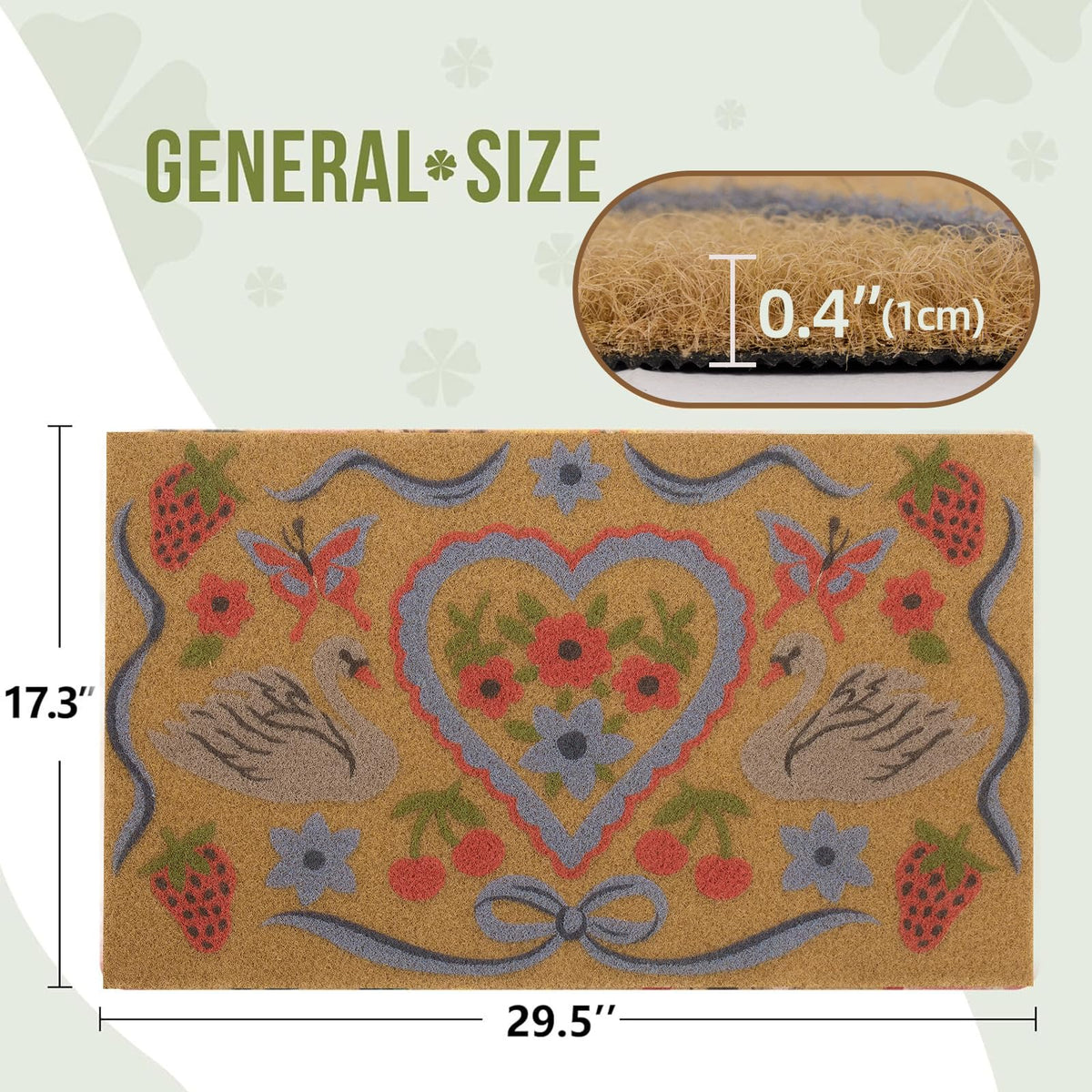 BBSET blue floral swan mat at the front door keeps entry clean and stylish.
