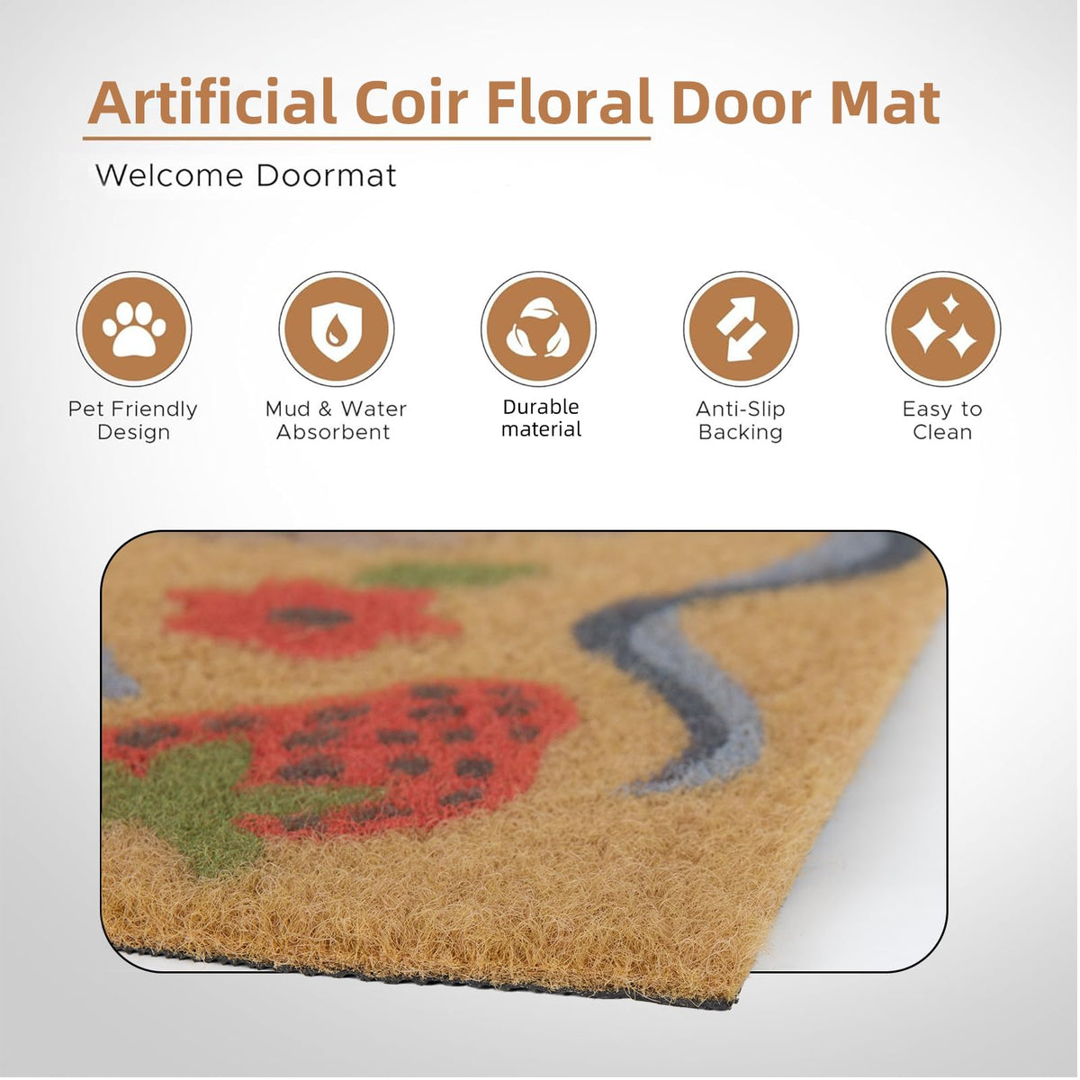 BBSET bow decorative door mat enhances entryway while catching moisture.