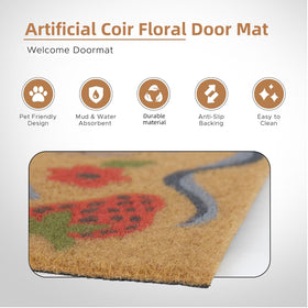 BBSET bow decorative door mat enhances entryway while catching moisture.