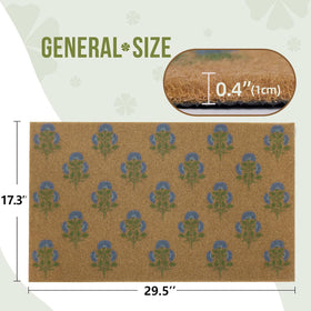 BBSET front door mat with blue floral pattern for curb appeal.