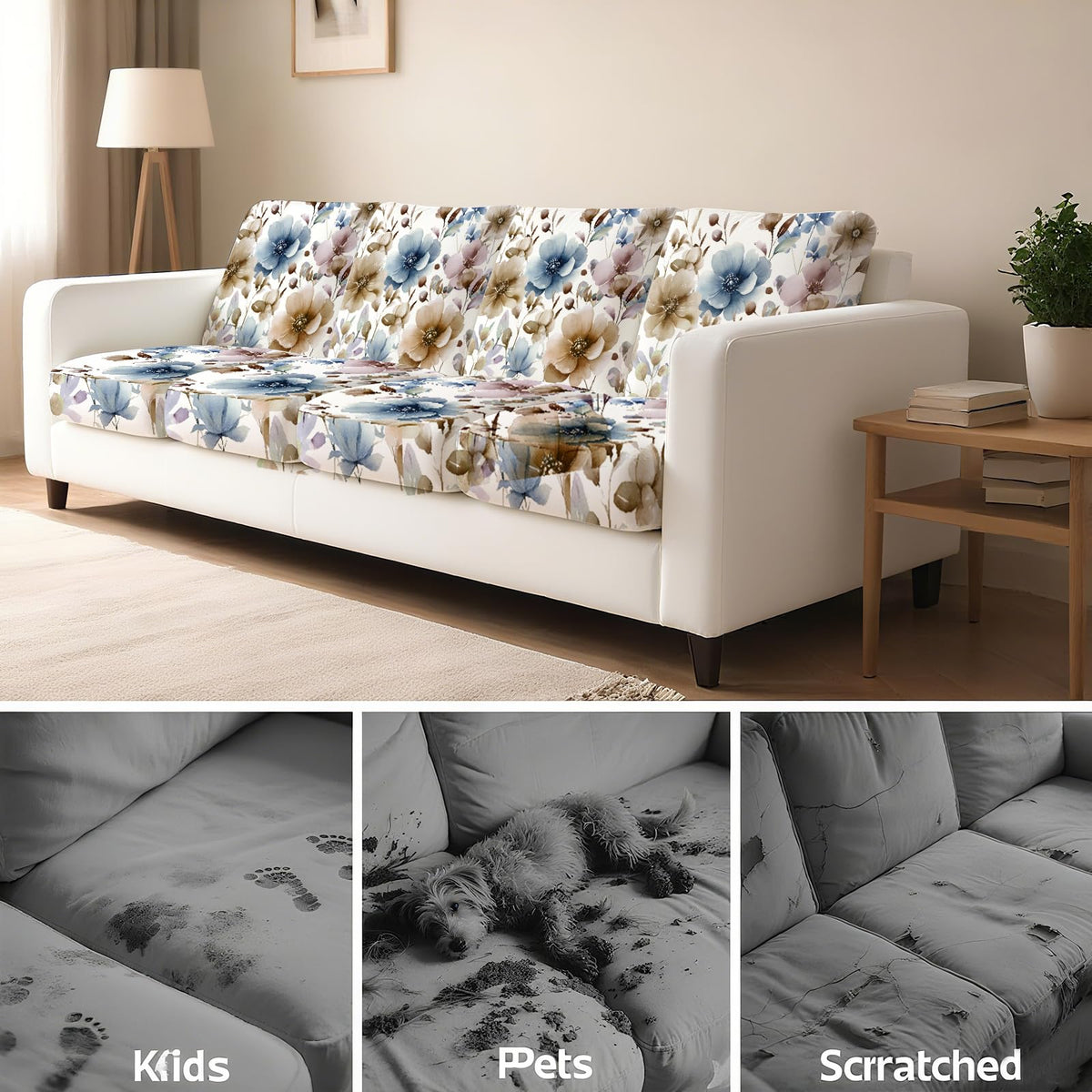 BBSET watercolor wildflower cushion cover suited for indoor and outdoor use