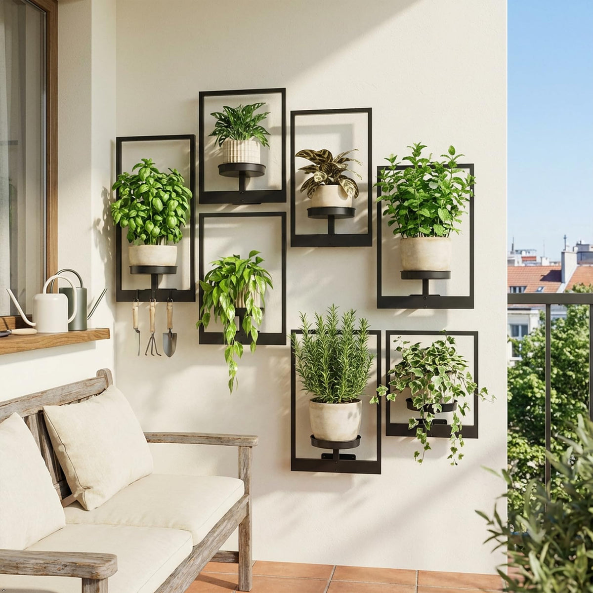 bbteroiu balcony-friendly setup adds compact greenery to small spaces
