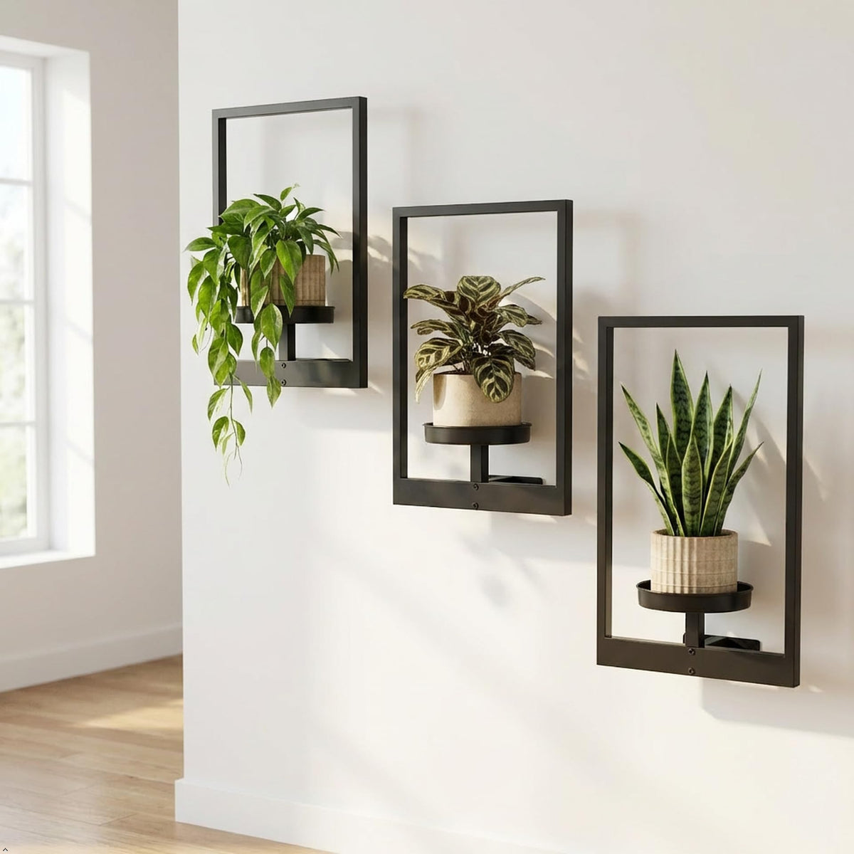 bbteroiu ideal living room decor with plants and modern gold frame