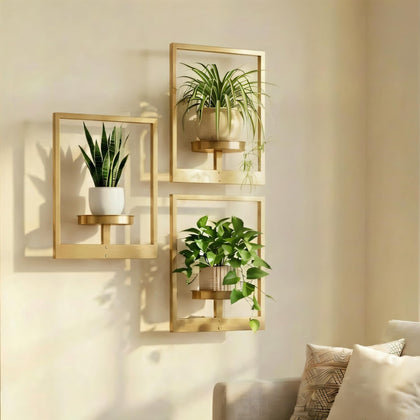 bbteroiu picture frame wall planters set of 3 gold on wall for decorative plant art